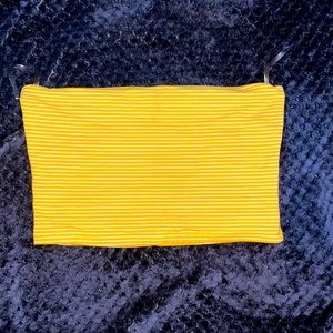 White & Yellow Stripe Tube Top, Crop Top